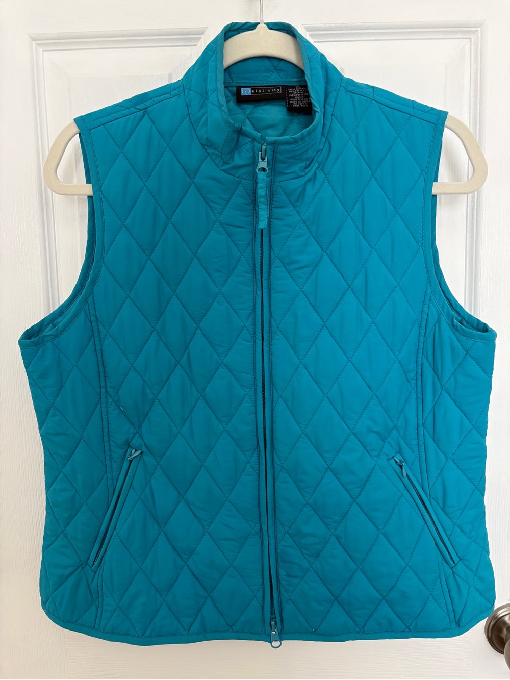 Relativity Turquoise Quilted Zip-Up Vest #0369
